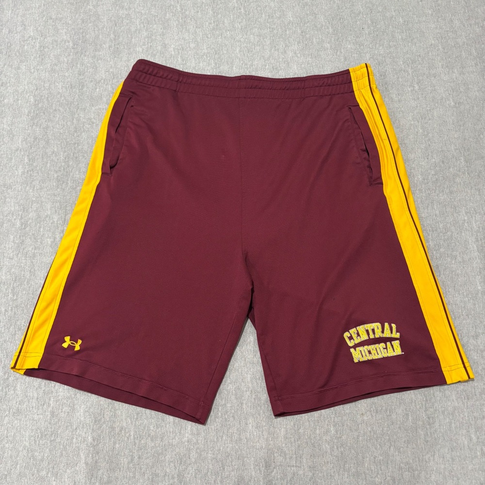 Under Armour Central Michigan CMU Chippewas Maroon Athletic Shorts Mens Medium